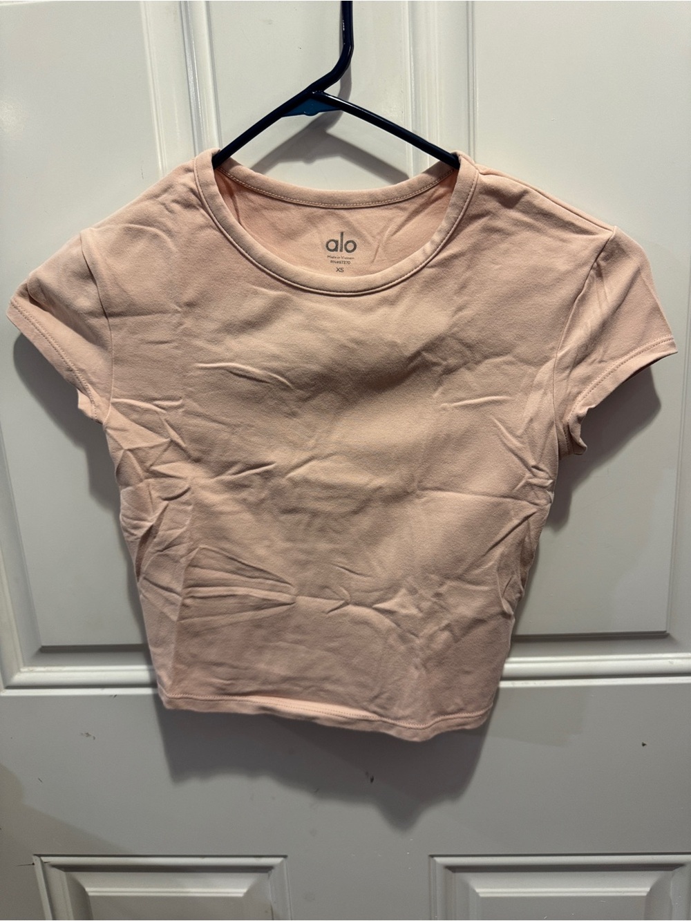 ALO Yoga Blush Pink Short Sleeve Crop Top Size XS